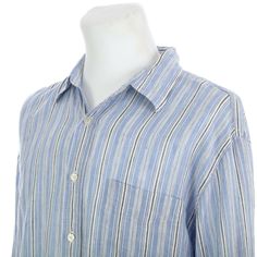 Tag Size: Men's Large Color: Blue and White Stripes on 100% Linen Condition: Very good. No stains, rips or odors. Name written on inside back collar. Measurements Sleeve (From Midline of Collar): 35" Shoulders: 20.5" Chest: 24" - Total: 48" Length: 30" Thank you for supporting our small family business! Visit My eBay Store: Vero's Vault Classic Blue Shirt For Vacation, Classic Blue Tops For Beach, Button Down Shirt Mens, Summer Beach, White Stripe, J Crew, Casual Button Down Shirt, Stripes, Blue And White