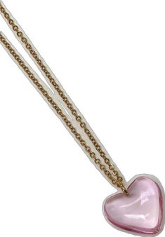 Puffed Heart 18k Gold Filled Necklace Choker Red Pink Heart Stainless Steel Chunky 3D Puffy Glass Heart Pendant Handmade Gift Red Heart