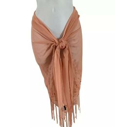 BIJOUX TERNER PEACH FLORAL CREPE CHIFFON TRIANGLE SCARF WRAP Fringe NWT New With Tags Triangle Shaped-Can be worn as a scarf or a bathing suit coverup around the waist. Measures approx:  87" wide from one corner to the other, 42" wide at the widest point (waist to triangle point) From a smoke free home Waist Scarf Wrap, Waist Scarf, Hygge Fashion, Victorian Vibes, Bathing Suit Coverup, Boho Summer Outfits, Home Clothing, Triangle Scarf, Bathing Suit Cover Up