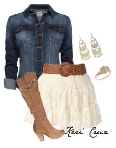 "Country Chic" by keri-cruz ❤ liked on Polyvore featuring MANGO, Report, Alkemie and country Long Skirts With Cowboy Boots, Vestidos Country, Mode Country, Mode Rockabilly, Outfit Country, Skirt Boots, Country Style Outfits, Cute Country Outfits, Chic Jeans