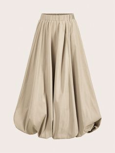 Women's Fashionable And Modern Casual Solid Color Elastic Waist Long Skirt Khaki-Colored Wide-Leg Bubble Elastic Waist Casual Skirt Long Skirt Pleated Loose Comfortable Fashionable Graceful Skirt Bubble Skirt Flower Bud Hem/Ruffle/Birthday Outfit/Bubble, Autumn Khaki Casual   Woven Fabric Plain Flared Non-Stretch  Women Clothing, size features are:Bust: ,Length: ,Sleeve Length: Wide Leg Sweatpants, Bubble Skirt, Casual Skirt, Inspiration Mode, Fashion Mode, Birthday Outfit, Long Skirt, A Line Skirts, Pleated Skirt