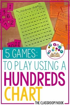 five games to play using hundreds chart for the classroom nook, including numbers and letters