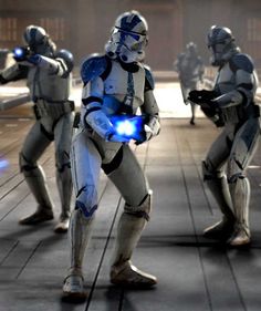 star wars action figures are shown in an animated scene with lights and sound effects on their bodies