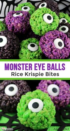 monster eye balls with rice krispie eyes on them