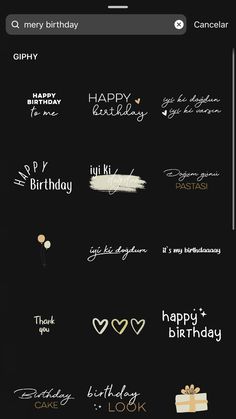 the happy birthday stickers are displayed on an iphone's screen, and it appears to be filled with messages