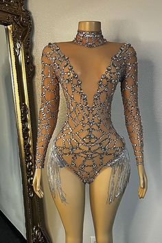 Boss Lady Diamante Tassel Bodysuit (Ready To Ship) - AMEKANA.COM Engagement Photo Dress, Hot Halloween, Blue Ivy Carter, Hot Halloween Outfits, Dancers Outfit, Bodysuit Dress, Bodysuit Fashion, Beautiful Clothes, La Fashion