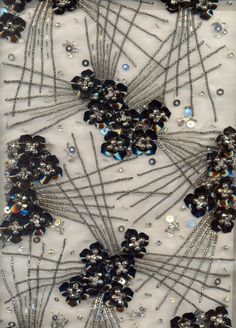 an image of some kind of fabric with beads and sequins on it's side