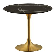 a black and gold table with a marble top on an isolated white background for use in interior design