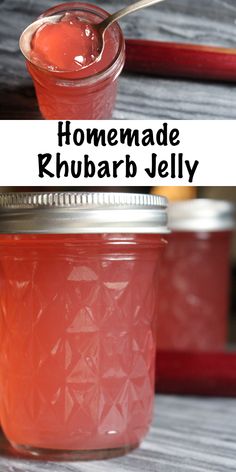 homemade rhubarb jelly in a mason jar