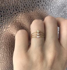 Delicate Chain Ring, Diamond Stackable Chain Ring For Promise, 14k Gold Chain Ring With Diamond Accents For Promise, Stackable Diamond Chain Ring, Fine Jewelry Diamond Chain Ring With Adjustable Chain, Diamond Chain Ring With Adjustable Chain, Fine Diamond Chain Ring With Adjustable Chain, Dainty 14k Gold Chain Ring For Promise, Dainty Diamond Chain Promise Ring