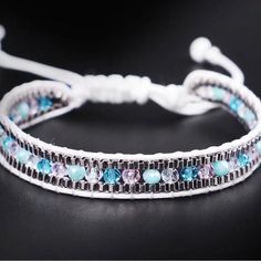 Boho Crystal Beaded Bracelet Adjustable Color: White W/ Multicolored Beads Ombre Bracelet, Boho Crystal, Crystal Beads Bracelet, Womens Jewelry Bracelets, Beaded Bracelet, Crystal Beads, Bead Work, Color White, Beaded Bracelets