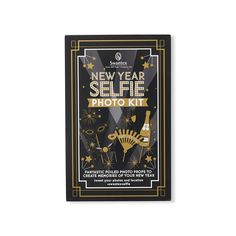 the new year selfie photo kit is shown in black with gold trimmings