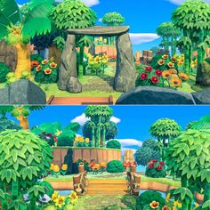 two different views of the same area in animal crossing