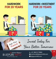 two business cards with the words invest today for your better tomorrow and hard work for 20 years