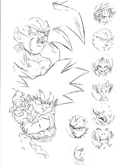 an image of some character sketches for the anime movie dragon ball zoroa and other characters