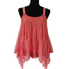 Nwot Size M Color Bright Orange Materials Base 100% Nylon, Embroidery 100% Cotton, Lining 100% Polyester Sleeveless Length 25" Front, Sides 31" Details Embroidered Lace Lined Bundle And Save 15% Spring Festival Lace Top, Pink Lace Tank Top For Summer, Bohemian Lace Tank Top For Summer, Embroidered Bohemian Lace Top For Summer, Spring Vacation Tops With Lace Patchwork, Flowy Lace Tops With Lace Patchwork, Summer Vacation Lace Tops, Flowy Lace Top Casual Summer Style, Festival Lace Tops With Floral Embroidery