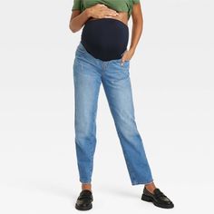 Your Favorite Denim Silohuette Meets Maternity! These Over Belly 90's Straight Maternity Jeans From Isabel Maternity By Ingrid & Isabel Are Effortlessly Cool And Endlessly Comfy. The Over Belly Fit Provides Gentle Back Support As Your Belly Grows, And The Low Back Design Keeps You Cool. This Unique Panel Is Designed To Fit Throughout And After Pregnancy With No Slipping Or Digging In. Wear Up Over The Belly Or Folded Down. Over Belly Panel Provides Gentle Support Stylish Straight-Leg Fit Select Maternity Jeans Outfit, Wide Leg Maternity Jeans, Maternity Cargo Pants, Best Maternity Jeans, Jeans Outfit Fall, Maternity Leggings, Maternity Pants, After Pregnancy, Back Support