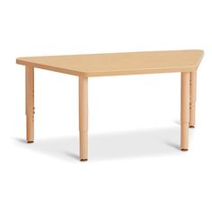 a rectangular table with two legs and a wooden top, on an isolated white background