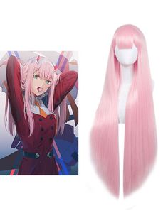 Zero Two Cosplay, Naruto Clothing, Kawaii Wigs, Anime Wigs, Kawaii Hairstyles, Fashion Sketches Dresses, Cosplay Tips