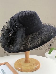 Hats Headwear Tulle Bucket Hat Straw Hat Sun Hat Casual Holiday Kentucky Derby Horse Race Ladies Day Vintage Style Elegant Lace With Feather Lace Headpiece Headwear Elegant Black Bucket Hat, Elegant Summer Cloche Bucket Hat, Lace Headpiece, Kentucky Derby Horses, Derby Horse, Horse Race, Mother Wedding Dress, Elegant Hats, Evening Dresses Cocktail