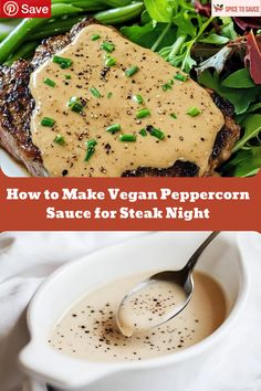 Looking for a delicious twist on your steak night? This Vegan Peppercorn Sauce Recipe adds bold flavor to any dish, with a creamy texture that’s perfect for vegan steak lovers. Save this pin for later to make your next meal extra special with easy, flavorful vegan dressing recipes and vegetarian sauces!

#VeganSauce #PeppercornSauce #PlantBasedCooking #SteakAlternative #VeganRecipes #HealthyEating #GourmetVegan #FlavorfulSauces #MeatlessMeals #CulinaryCreativity Vegan Steak Sauce, Vegan Dressing Recipes, Vegetarian Sauces, Steak Night