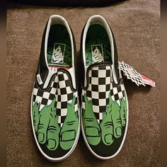 Nwt Never Worn In The Box, Marvel X Vans Collab. Hulk Checkerboard Slip Ons Mens 7 / Womens 8.5 Open To Offers Custom Slip-on Sneakers For Skateboarding, Custom Slip-on Skateboarding Sneakers With Rubber Sole, Vans Custom Slip-on Sneakers With Rubber Sole, Vans Green Slip-on Skate Shoes, Green Vans Slip-on Skate Shoes, Green Slip-on Vans Skate Shoes, Green Slip-on Sneakers For Skateboarding, Marvel Hulk, Hulk Marvel