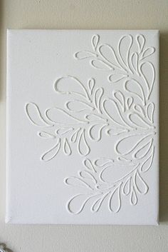 an image of a white paper with leaves on it and the words diy hungry make a design on a canvas board using emerator's glue