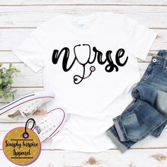 Love Nurse Shirt\ Nurse Stethoscope T-Shirt\ Funny Nursing Shirt\ School Nurse Shirt\ RN Shirt\ Nurse Gift Ideas\ Nurse TeesThis makes a great staple t-shirt. It's made of a thicker, heavier cotton, but it's still soft. And the double stitching on the neckline and sleeves add more durability to what is sure to be a favorite!•All T-Shirt apparel are printed using direct-to-garment (also known as DTG). In addition, our inks are water based and eco-friendly. This makes the feel much softer than tra White Cotton Nursing T-shirt, White Nursing T-shirt With Letter Print, White Letter Print T-shirt For Nursing, White Casual Nursing Shirt, White Relaxed Fit T-shirt For Nursing, White Relaxed Fit Nursing T-shirt, White Short Sleeve Nursing Shirt, White Cotton Nursing Shirt, Nurse Gift Ideas