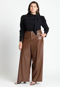 Outer Shell: 100% Polyester Coating: 100% PolyurethaneEasy fitFront fly zipper with hook and barFull Length inseamHigh riseInseam length is 30"On-seam Faux Leather Pant, Night Out Tops, Leg Belt, Leather Pant, Tights And Boots, Tie Neck Blouse, Date Night Dresses, Swimsuits For All, Tie Blouse