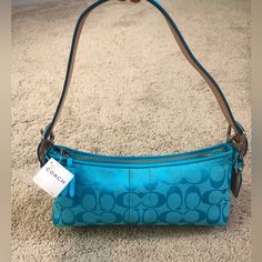 This Bag Is Absolutely Stunning! Brand New With Tags Still Attached And Never Used. Vintage Blue Coach Purse. In Mint Condition. In Perfect Condition. Rare Color And Rare To Have Tags Still Attached. Blue Coach Bag, Coach Vintage Handbags, Turquoise Purse, Blue Coach, Earthy Outfits, Coach Bag, Coach Purse, Vintage Coach, Vintage Handbags