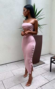 Abha Pink Two Piece Bodycon Dress Winter Dress Women, Trendy Dresses Summer, Biker Shorts Outfit, Pink Two Piece, Bandeau Tops, Dresses Casual Fall, Outfit Jeans, Winter Dress, Girly Outfits