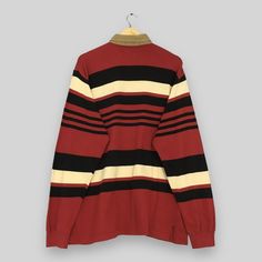 Vintage 90s Polo Ralph Lauren Striped Rugby Shirt Medium Polo Ralph Lauren Collared Ralph Lauren Black Red Stripes Polo Rugby Shirt Size M - Etsy Red Vintage Tops For Fall, Red Retro Long Sleeve Top, Retro Red Long Sleeve Top, Vintage Red Long Sleeve Top, Classic Red Tops For Streetwear, Classic Red Top For Streetwear, Vintage Burgundy Tops For Fall, Vintage Red Tops For Winter, Vintage Red Top For Winter