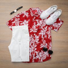 [Style & Design] This short sleeve button down shirt will round your flowery, summery look off nicely, underlines your fresh style, signal the start of summer! It's suitable for all ages to wear and good for Hawaiian party, especially perfect for a day at the lake or holiday by the sea. [Material & Wash Care] Cotton & Polyester - skin friendly &breathable Hand wash is recommended; machine wash in cold with similar colors/no bleach/low iron [Package] 1 * Shirt Hawaiian Party Outfit, Floral Shirt Outfit, Day At The Lake, Party Outfit Men, Wedding Hawaii, Stylish Mens Suits, Shirt Outfit Men, Mens Printed Shirts, Casual Ootd