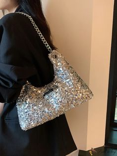 BirdinBag - Stylish Sequin Hobo Bag for Chic Decor Enthusiasts Word Wrap, Chain Bag, Silver Sequin, Chic Decor, Chain Bags, Hobo Bag, Embellishments, Sequin, Plaid