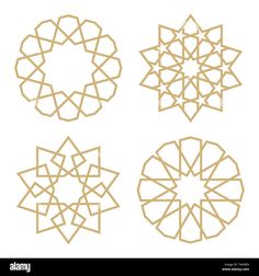 four golden geometric designs on a white background stock photo - 549872