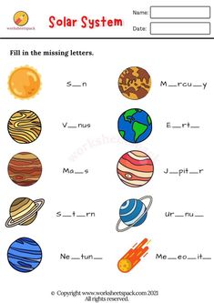 the solar system worksheet for kids to learn how to write and draw planets