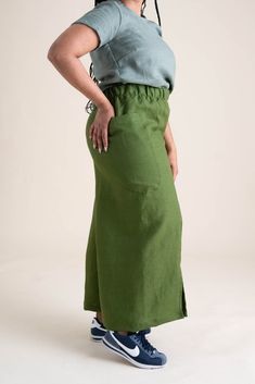 Born from the desire to eliminate waste in our production. Our Zero Waste Pant design allows for a pocket to be nested into the pant leg pattern pieces. Made from 100% linen that feels softer with washing. Fitted Linen Bottoms With Elastic Waistband, Fitted Linen Pants With Elastic Waistband, Green Linen Bottoms With Side Pockets, Linen Long Pants With Side Pockets, Wide Leg Ramie Bottoms With Pockets, Linen Bottoms With Side Pockets And Tapered Leg, Linen Bottoms With Tapered Leg And Side Pockets, Green Linen Wide Leg Bottoms, Green Linen Straight Pants