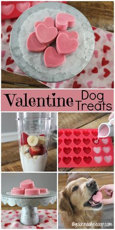 valentine's day treats for dogs, including heart shaped cookies and cupcakes