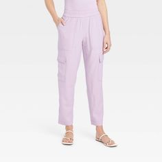 Women's High-Rise Ankle Cargo Pants - A New Day™ Lavender XS Lavender Pants, Utility Pants, Tapered Pants, Tailored Trousers, Bottom Clothes, Pull On Pants, Slim Legs, A New Day, Bottoms Pants