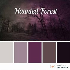 an image of a forest with trees and the words, haunted forest