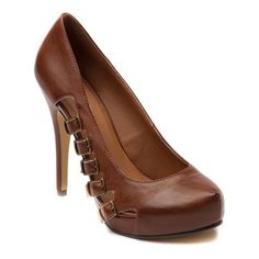 Langston Cognac Shi Shoes Brown Heels With Buckle Closure And Round Toe, Brown Heels With Buckle Closure For Office, Brown Faux Leather Heels For Office, Brown Faux Leather Heels With Buckle Closure, Journeys Shoes, Fall Heels, Best Shoes, Shoes Brown, Shoes Shop