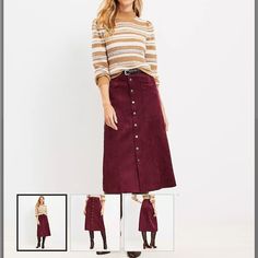 Beautifully Tailored And Flared In Sumptuous Faux Suede, This Midi Skirt Cuts A Dreamy Silhouette With A Cool Kind Of Polish. Snap Front. Belt Loops. Front Patch Pockets. Lined. Length 32" Long New With Tags Red Pleated Skirt For Fall, Red Midi Skirt For Fall, Red Midi Skirt For Winter, Red Winter Midi Skirt, Casual Burgundy Skirt For Fall, Burgundy Skirt For Fall, Pocket Skirt, Suede Skirt, Red Skirts