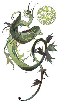 a drawing of a green and black lizard with an ornate design on it's back