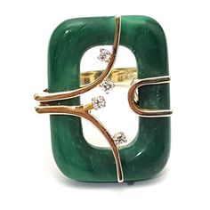 Hello And Thanks For Checking Out Another Great Listing From Golden Route! We Hope You Enjoy The Photos And Information Presented Herein. If You Have Any Questions, Feel Free To Contact Us For A Prompt And Friendly Response Beautiful 14k Karat Solid Yellow Gold Designer Large Malachite & Diamond Ring Condition : Pre-Owned Professionally Polished To Look New Total Weight : 15.7 Grams Gold Color : Yellow Gold Ring Size : 9.25 Main Stone(S) : 1 Rectangular Malachite Secondary Stone : 4 Round Cut Diamonds Total Approximate Diamond Carat Weight : 0.12 Ctw Top Of Ring Size : 27.8mm X 22.8mm (Please See Pictures For More Detail On The Sizes; They Are By Millimeter) What You See In The Pictures Luxury Unique Malachite Jewelry, Diamond Jewelry Necklace, Fine Watches, Yellow Gold Ring, Round Cut Diamond, Solid Yellow, Yellow Gold Rings, Womens Jewelry Rings, Rings Statement