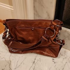 Excellent Condition! Brown Bags With Silver-tone Hardware, Brown Shoulder Bag With Silver-tone Hardware For Everyday, Leather Shoulder Bag With Detachable Handle For Everyday, Brown Tote, Shoulder Bags, Bag Lady, Shoulder Bag, Women Shopping, Color