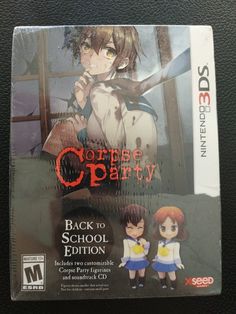 the box art for corpse party back to school edition, which features two girls and one boy