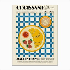 an advertisement for the restaurant croissant, featuring strawberries and oranges on a plate