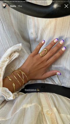 Short Nail Inspo Summer 2024, Ideas Uñas, Golden Bracelet, Modern Nails, Summery Nails