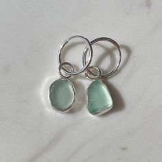 Charming Ocean Jewelry: Handmade Sea Glass Earrings, Minimalistic Sea Glass Earrings, Valentine Day Jewelry Gift, Sea and Ocean Lover Gift - Etsy Canada Silver Earring Ideas, Seaglass Collection, Dainty Hoop Earrings, Sea Glass Earrings, Ocean Jewelry, Dope Jewelry, Funky Jewelry, Jewelry Lookbook, Recycled Silver