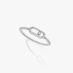 White Gold Diamond Pavé Ring Move Uno | Messika 05630-WG Large Diamond Rings, French Luxury, Pave Diamond Ring, Gold Models, Luxury Rings, White Gold Diamond Rings, New Year Gift, Pave Ring, Women Ring